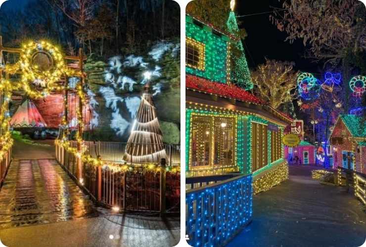 Città addobbata con luci di Natale