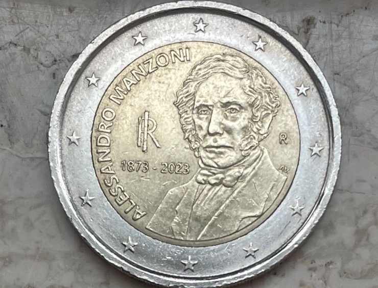 2 Euro commemorativi 150° anniversario morte Manzoni