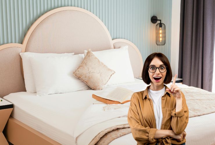 un letto matrimoniale ed una ragazza che ha avuto un'idea