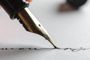 scrittura con penna stilografica